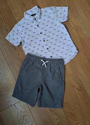 Летний нарядный набор для мальчика/нарядная рубашка с коротким рукавом для мальчика/нарядные шорты4 фото