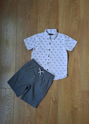 Летний нарядный набор для мальчика/нарядная рубашка с коротким рукавом для мальчика/нарядные шорты1 фото