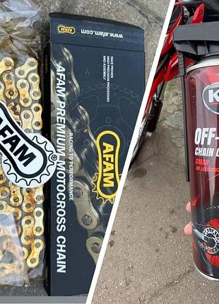 Мото ланцюг посилений 520 крок 120 ланок (afam) ланцюг приводу колеса 520 крок 120 ланок + подарунок мастило