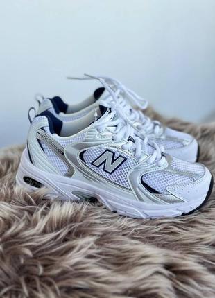 Женские кроссовки new balance white silver blue. (в наличии мужские размеры)