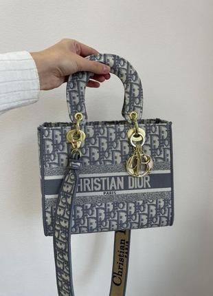 Сумка в стиле christian dior medium lady d-lite bag grey5 фото