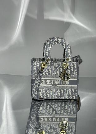 Сумка в стиле christian dior medium lady d-lite bag grey6 фото