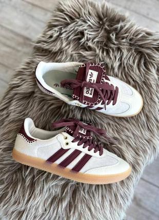 Женские кроссовки adidas samba x wales bonner white bordo