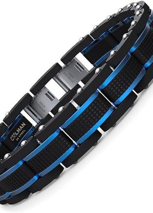 Сток чоловічі браслети з нержавіючої сталі coolman jewellery синьо-чорні