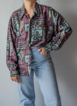 Шелковая рубашка с принтом винтаж