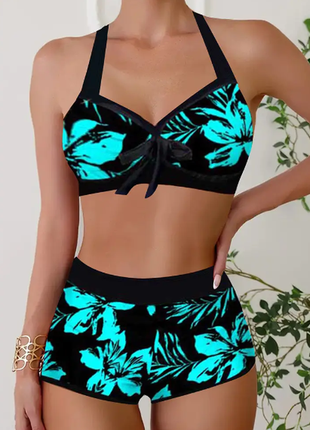 Раздельный  женский купальник с шортами  72/65со