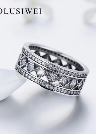 Серебряное кольцо, винтаж, цирконий, широкое1 фото