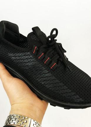 Тонкі кросівки | мякі чоловічі кросівки | 45 розмір. кросівки з тканини, що дихають. модель 45112. колір: чорний3 фото