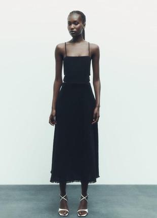Сукня чорна ефектна бавовна  міді zara зара оригінал4 фото