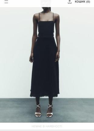 Сукня чорна ефектна бавовна  міді zara зара оригінал3 фото