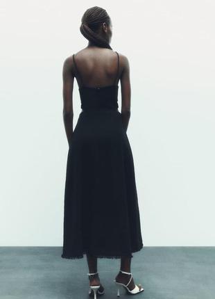 Сукня чорна ефектна бавовна  міді zara зара оригінал8 фото
