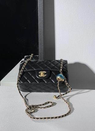 Сумка chanel classic 1.55 small single flap in black6 фото