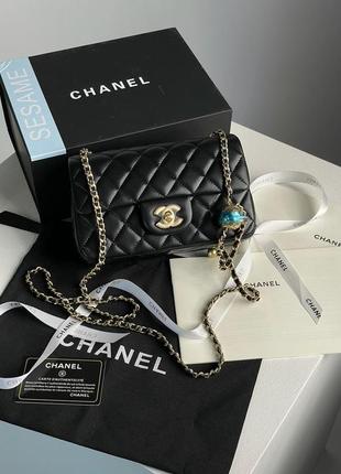 Сумка chanel classic 1.55 small single flap in black7 фото