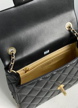 Сумка chanel classic 1.55 small single flap in black8 фото