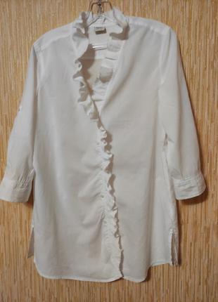 Натуральная блуза рубашка с длинным рукавом коттон р.48/uk124 фото