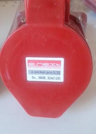 Силова розетка стаціонарна e.socket.pro.5.32, 5п., 380в, 32а (125)