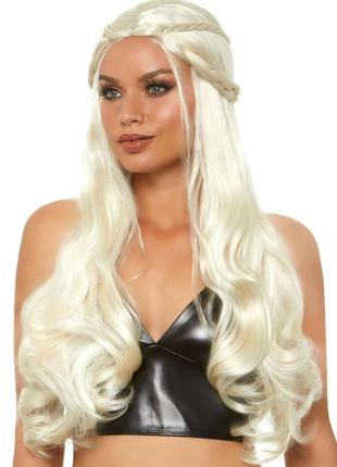 Перука дейєнеріс таргарієн leg avenue braided long wavy wig blond, платинова, довжина 81 см