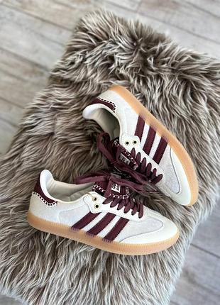Жіночі кросівки release adidas samba x wales bonner white bordo