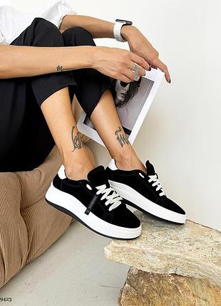 Кроссовки, черные, натуральная замша2 фото