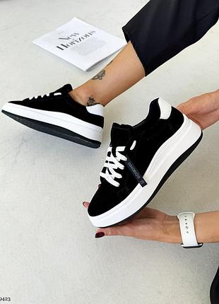 Кроссовки, черные, натуральная замша