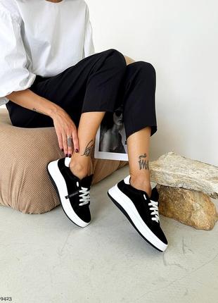 Кроссовки, черные, натуральная замша4 фото