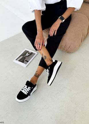 Кроссовки, черные, натуральная замша3 фото