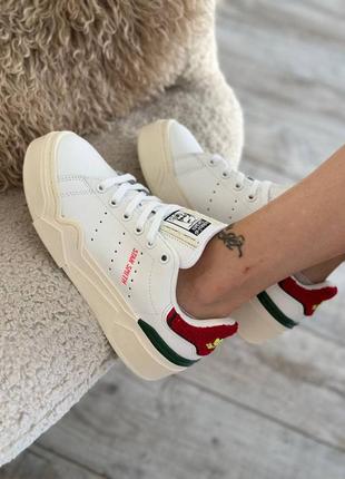 Жіночі кросівки adidas stan smith bonega white cream red green