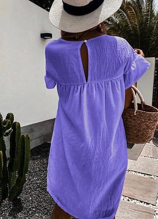 Платье женское короткое мини легкое повседневное белое синие зеленая лиловая розовая наряд...