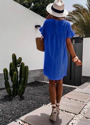 Платье женское короткое мини легкое повседневное белое синие зеленая лиловая розовая наряд...