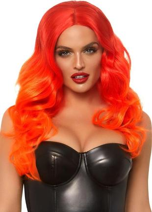 Руда перука омбре leg avenue ombre long wavy wig, довга, локони, 61 см