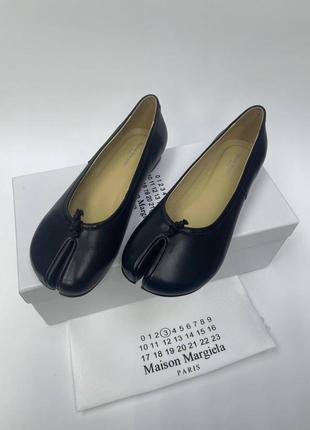 Балетки мюлі шкіряні maison margiela tabi чорні