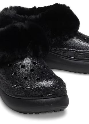 Утеплені сабо крокс crocs furever crush  з блискітками, 37