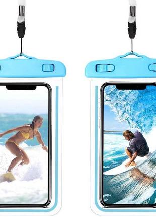 Водонепроницаемый чехол для смартфона aqualight светящийся синий