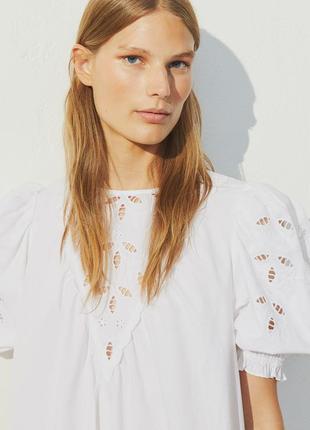 Новое хлопковое платье с прошвой h&m
