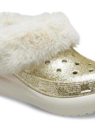 Утеплені сабо крокс crocs furever crush  з блискітками, 37, 38