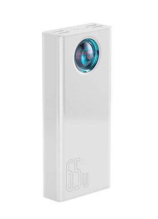 Зовнішній акумулятор baseus power bank amblight quick charge 65 w 30000 mah white (pplg-a02)