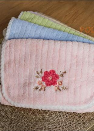 Полотенце полосы с цветком 25*50 см микрофибра