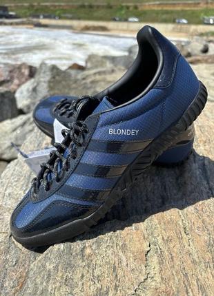 Низкие мужские кеды adidas - x blondey gazelle indoor mineral blue, core black 38-39 39-40 42-43 45-46 размер