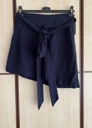 Спідниця коротка на запах синя zara