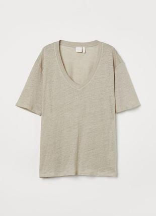 Новая льняная футболка оверсайз h&m, 100% лен