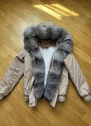 Пуфер з натуральним хутром лисиці