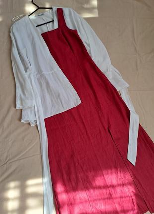 Vintage ❤️ льон 💯 % максі сарафан довга сукня з розрізами1 фото