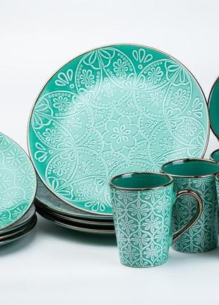 Столовый сервиз тарелок и кружек на 4 персоны керамический • чашки 400 мл1 фото
