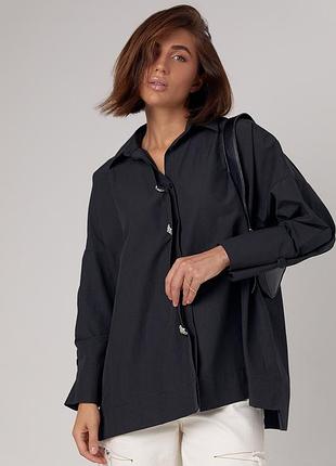 Женская рубашка oversize украшена пуговицами со стразами2 фото
