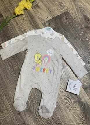 Набір дитячий чоловічок/ ромпер для новонародженої дівчинки 50 см 0/3 місяців george