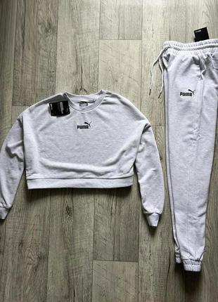 Жіночий спортивний костюм puma, весна/літо, укорочений світшот+джогери