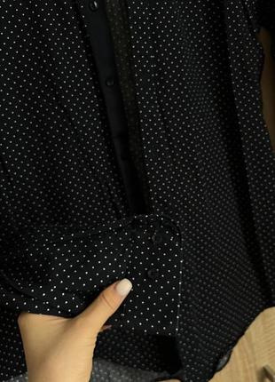 Мужская темно синяя рубашка зара в кубик горох