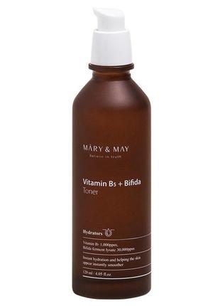Тонер для обличчя з біфідобактеріями та вітаміном b5 mary&may vitamine b5 bifida toner 120 ml