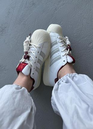 🔵adidas superstar white/red7 фото