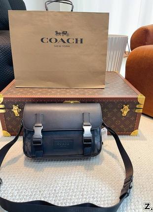 Мужская сумка coach черная кросс боди